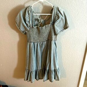 Denim smocked top dress